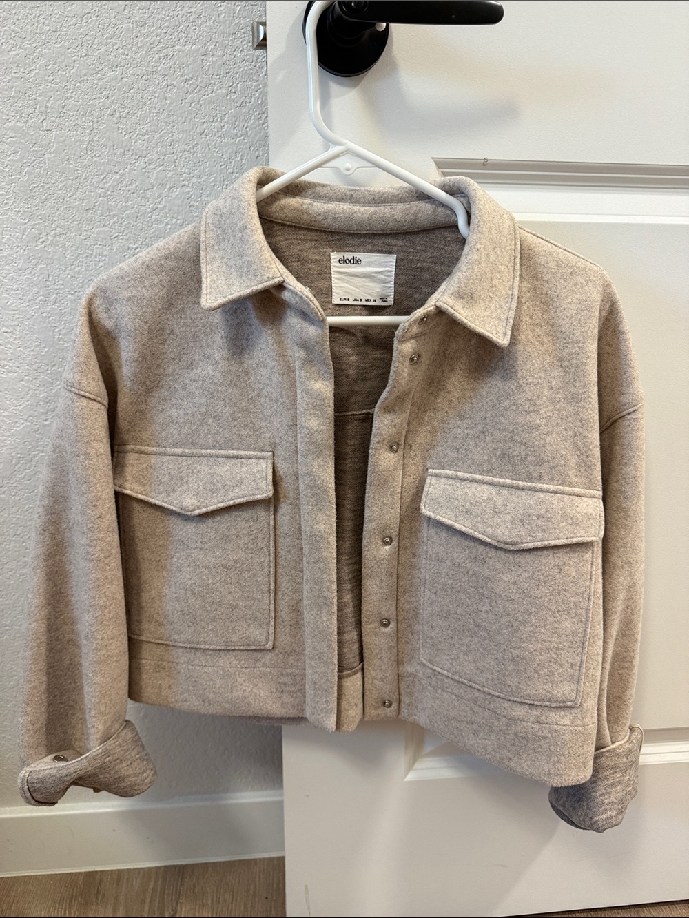 Elodie Cropped Utility Jacket in Light Beige